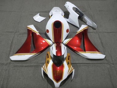 2008-2011 White Red Gold Honda CBR1000RR Motorcycle Fairings