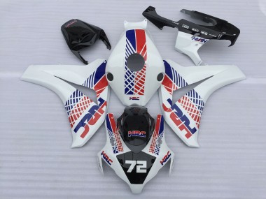 2008-2011 White Blue Red HRC 72 Honda CBR1000RR Motorcycle Fairings