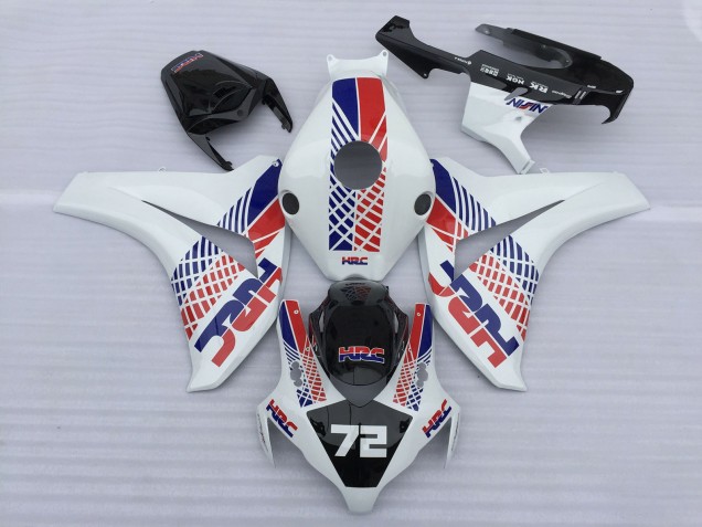 2008-2011 White Blue Red HRC 72 Honda CBR1000RR Motorcycle Fairings