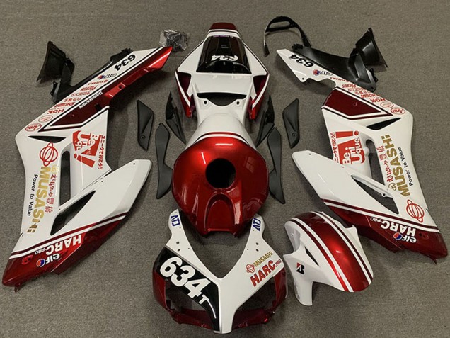 2004-2005 White Red Musashi 634 Honda CBR1000RR Motorcycle Fairings