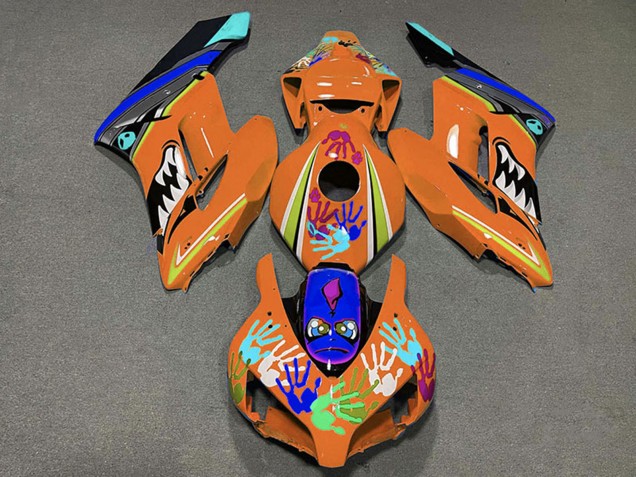 2004-2005 Orange Blue Black Shark Honda CBR1000RR Motorcycle Fairings