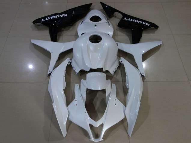 2007-2008 White Glossy Black Honda CBR600RR Motorcycle Fairing