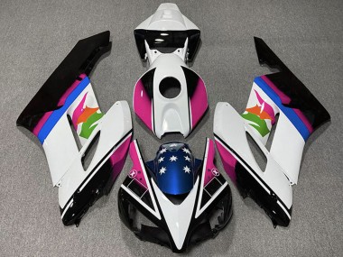 2004-2005 White Pink Blue Glossy Black Star Honda CBR1000RR Motorcycle Fairings