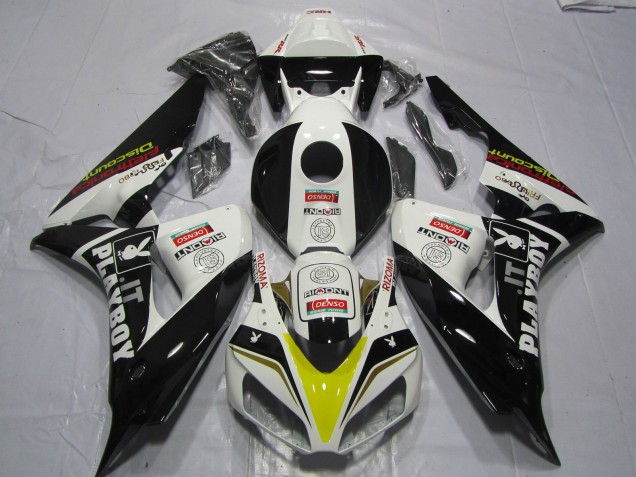 2006-2007 White Yellow Red Glossy Black Denso PlayBoy Honda CBR1000RR Motorcycle Fairings