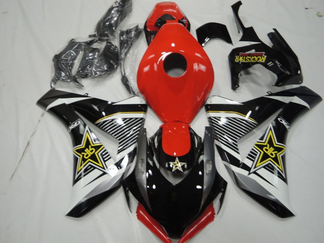 2008-2011 White Red Glossy Black RockStar Style Honda CBR1000RR Motorcycle Fairings