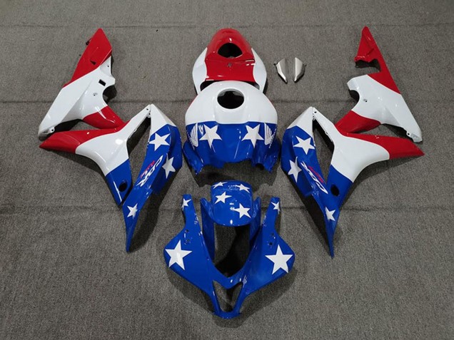 2007-2008 White Blue Red American Flag Honda CBR600RR Motorcycle Fairings