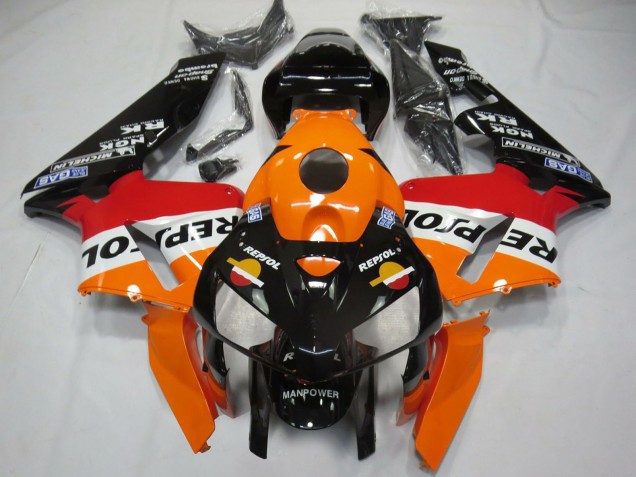 2005-2006 Orange Red White Black Bottom Repsol Honda CBR600RR Motorcycle Fairings