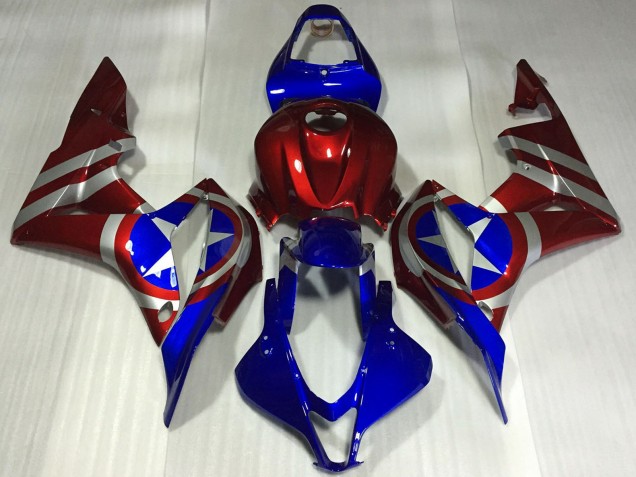 2007-2008 Red Silver Blue Captain America Honda CBR600RR Motorcycle Fairings
