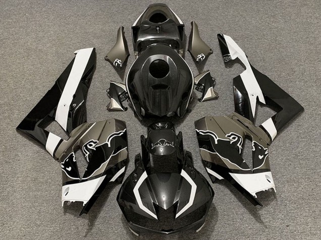 2013-2023 Black Carbon Fiber White Bull Honda CBR600RR Motorcycle Fairings