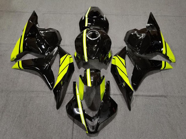 2009-2012 Glossy Black High Viz Yellow Stripe Honda CBR600RR Motorcycle Fairings