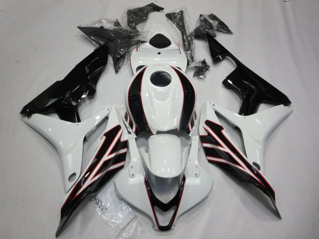 2007-2008 White Glossy Black OEM Style Honda CBR600RR Motorcycle Fairings