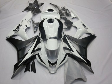 2007-2008 White Matte Black OEM Style Honda CBR600RR Motorcycle Fairings