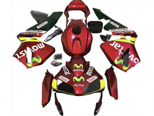 2003-2004 Red Yellow Green MoviStar Honda CBR600RR Motorcycle Fairings