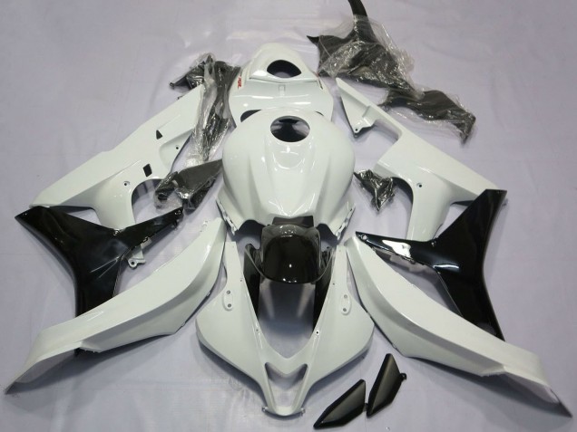 2007-2008 White Glossy Black Honda CBR600RR Motorcycle Fairings