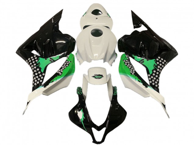 2009-2012 White Green Glossy Black Splatter Honda CBR600RR Motorcycle Fairings