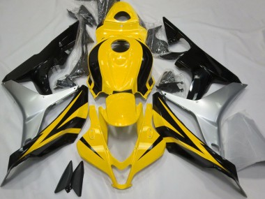 2007-2008 Silver Yellow Glossy Black Honda CBR600RR Motorcycle Fairings