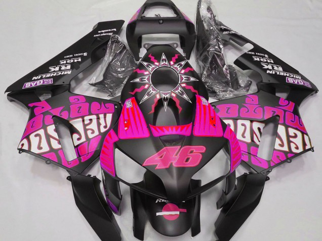 2003-2004 Hot Pink Glossy Black Rossi Repsol Honda CBR600RR Motorcycle Fairings