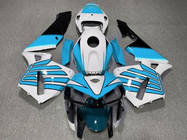 2005-2006 White Light Blue Wings Honda CBR600RR Motorcycle Fairings
