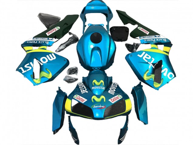 2003-2004 Light Blue Yellow Green MoviStar Honda CBR600RR Motorcycle Fairings