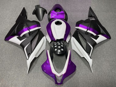 2009-2012 White Purple Matte Black Star Honda CBR600RR Motorcycle Fairings