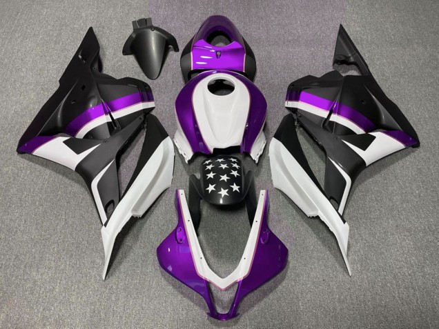 2009-2012 White Purple Matte Black Star Honda CBR600RR Motorcycle Fairings