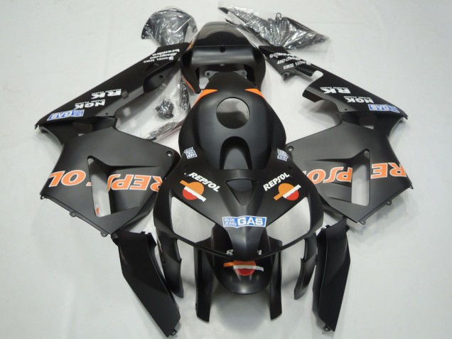 2003-2004 Matte Black Orange Repsol Honda CBR600RR Motorcycle Fairings