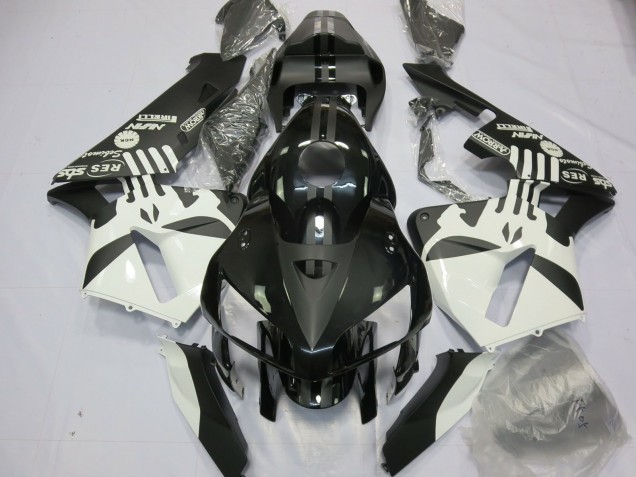 2005-2006 White Matte Black Puisher Logo Honda CBR600RR Motorcycle Fairings