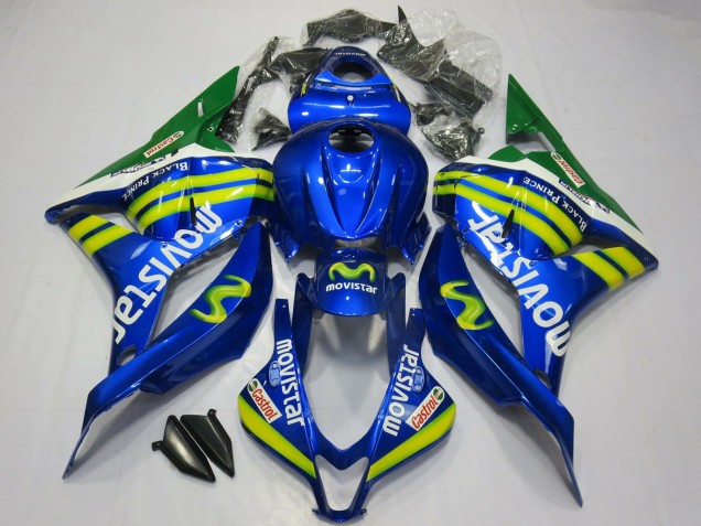 2009-2012 Blue Green MoviStar Honda CBR600RR Motorcycle Fairings