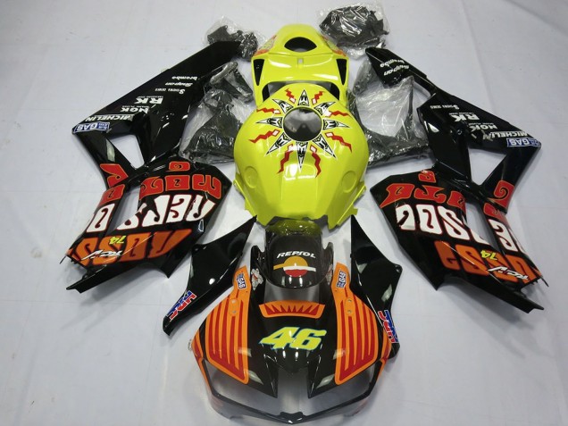 2013-2023 Yellow Orange Glossy Black Rossi 46 Honda CBR600RR Motorcycle Fairings