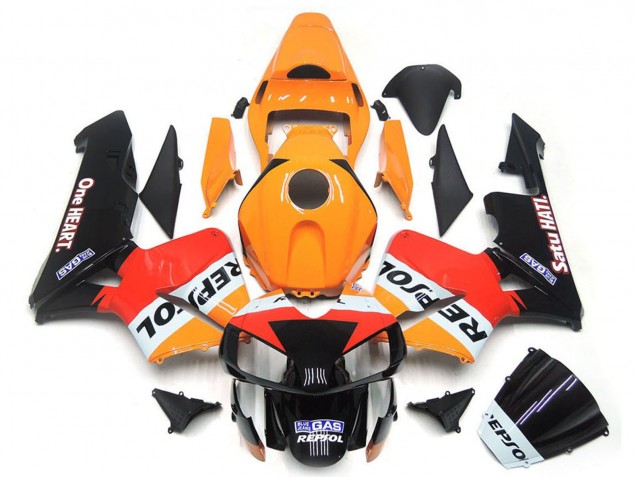2003-2004 Orange White Red Glossy Black One Heart Repsol Honda CBR600RR Motorcycle Fairings