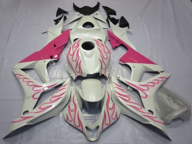 2007-2008 White Pink Flame Honda CBR600RR Motorcycle Fairings