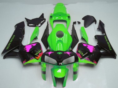 2005-2006 Pink Splatter on Green Honda CBR600RR Motorcycle Fairings