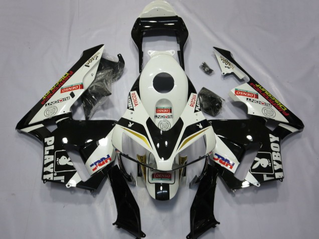 2003-2004 White Yellow Glossy Black HRC Playboy Honda CBR600RR Motorcycle Fairings