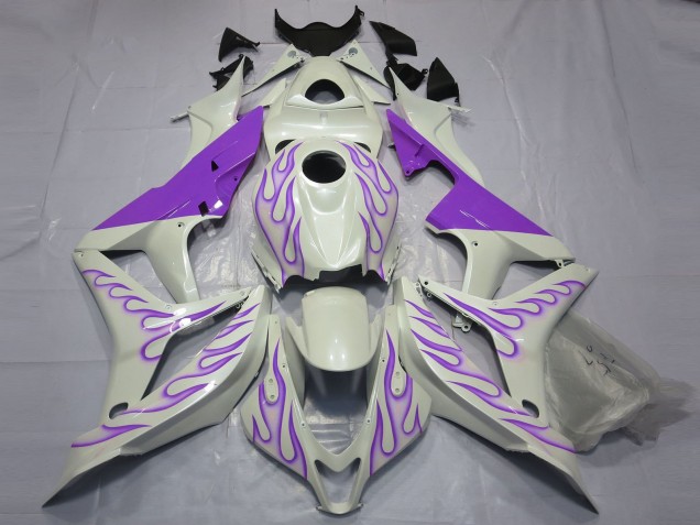 2007-2008 White Purple Flame Honda CBR600RR Motorcycle Fairings