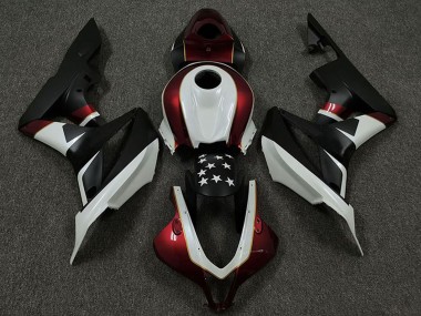 2009-2012 White Red Matte Black Star Honda CBR600RR Motorcycle Fairings