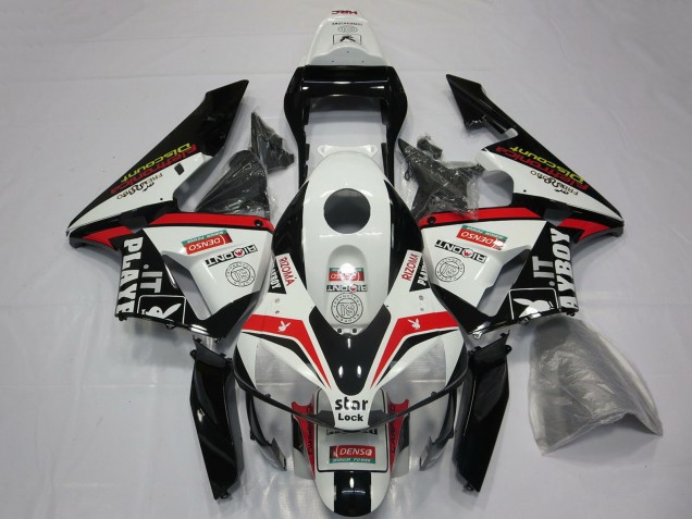 2003-2004 White Red Glossy Black Playboy Honda CBR600RR Motorcycle Fairings