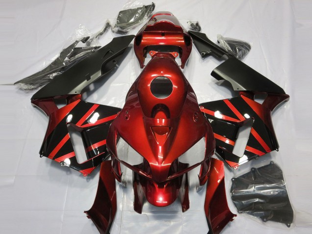 2005-2006 Red Glossy Black Design Honda CBR600RR Motorcycle Fairings
