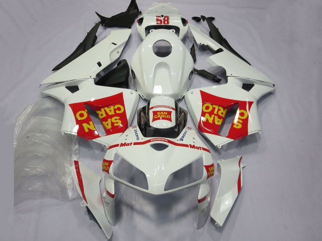 2005-2006 White Red Yellow San Carlo 58 Honda CBR600RR Motorcycle Fairings