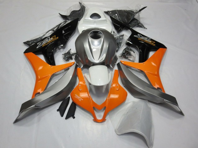 2007-2008 Silver Orange Glossy Black Honda CBR600RR Motorcycle Fairings