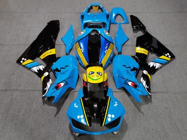 2013-2023 Blue Yellow Glossy Black Shark Honda CBR600RR Motorcycle Fairings