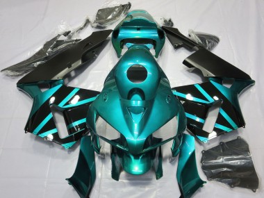 2005-2006 Teal Glossy Black Design Honda CBR600RR Motorcycle Fairings