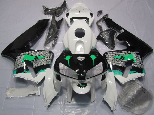 2005-2006 Turquoise Splatter on Glossy Black Honda CBR600RR Motorcycle Fairings