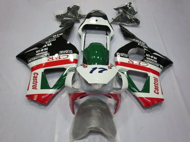 2002-2003 White Red Green Glossy Black CRR Castrol Honda CBR954RR Motorcycle Fairings