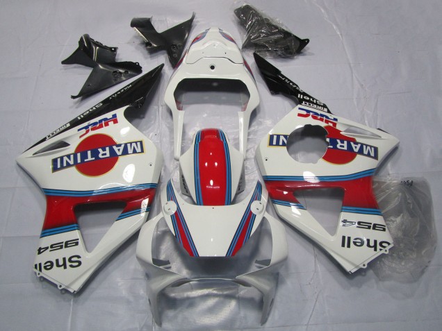 2002-2003 White Red Black Martini Honda CBR954RR Motorcycle Fairings
