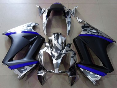 2002-2013 Grey Camouflage Blue Matte Black Honda VFR 800 Motorcycle Fairings