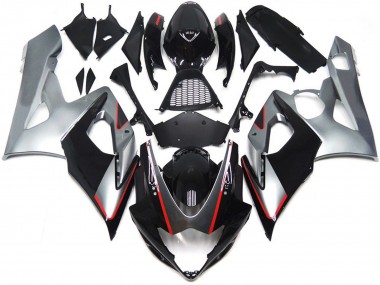 2005-2006 Glossy Black Silver Red Suzuki GSXR 1000 Motorcycle Fairings