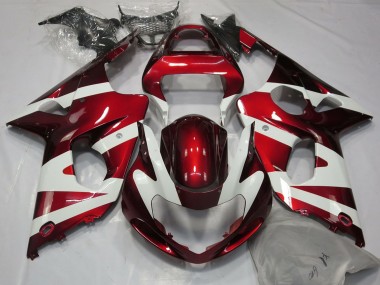 2000-2002 White Red Suzuki GSXR 1000 Motorcycle Fairings