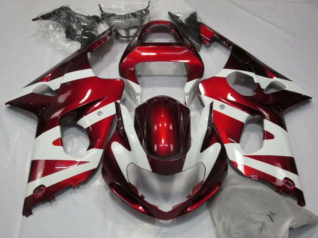 2000-2002 White Red Suzuki GSXR 1000 Motorcycle Fairings