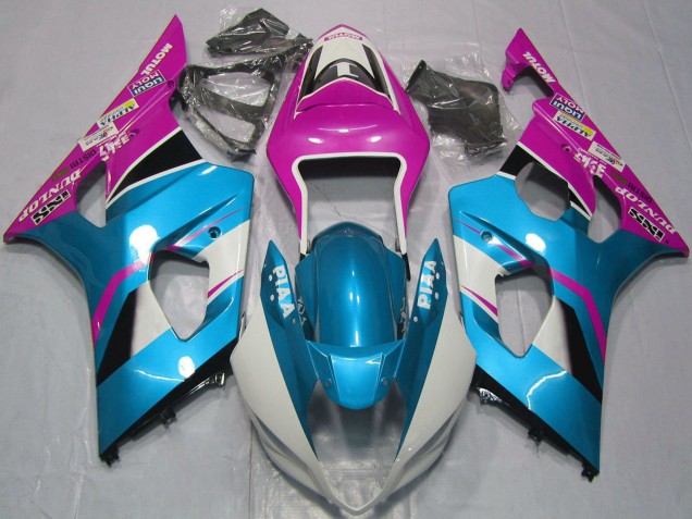 2003-2004 Light Blue White Pink Suzuki GSXR 1000 Motorcycle Fairings