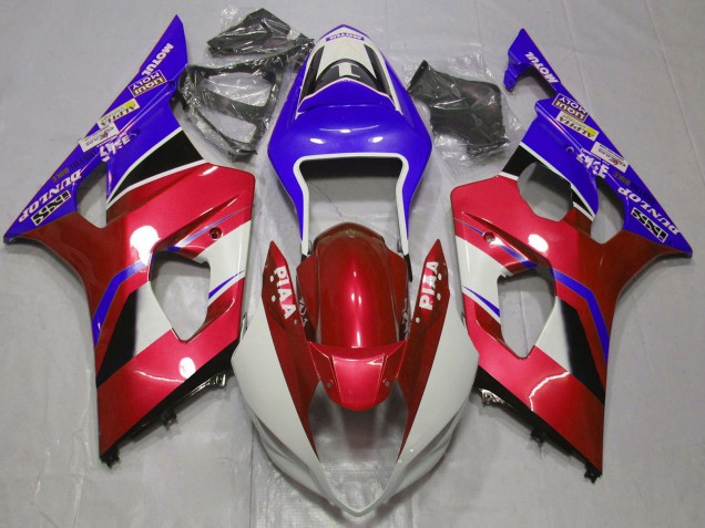 2003-2004 Candy Red White Blue Suzuki GSXR 1000 Motorcycle Fairings